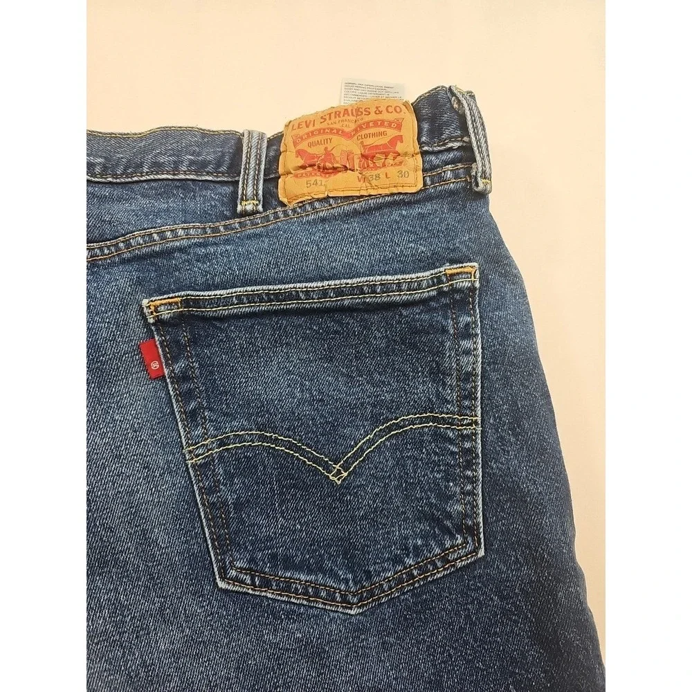 Levis 541 Jeans Men 38x30 Straight Leg Regular Fit Blue Medium Wash Denim Pants